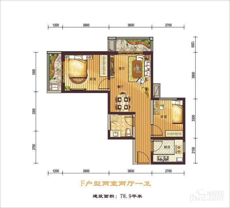 西纺逸品园2室2厅1卫78.9㎡户型图