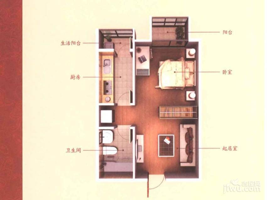 中国铁建瑞园1室1厅1卫46.3㎡户型图