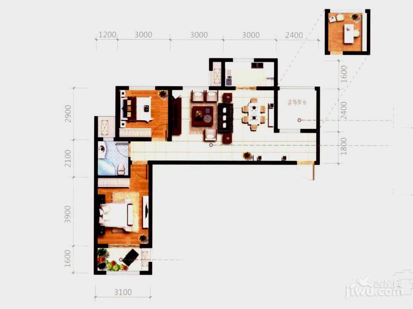 奥林匹克花园2室2厅1卫83㎡户型图