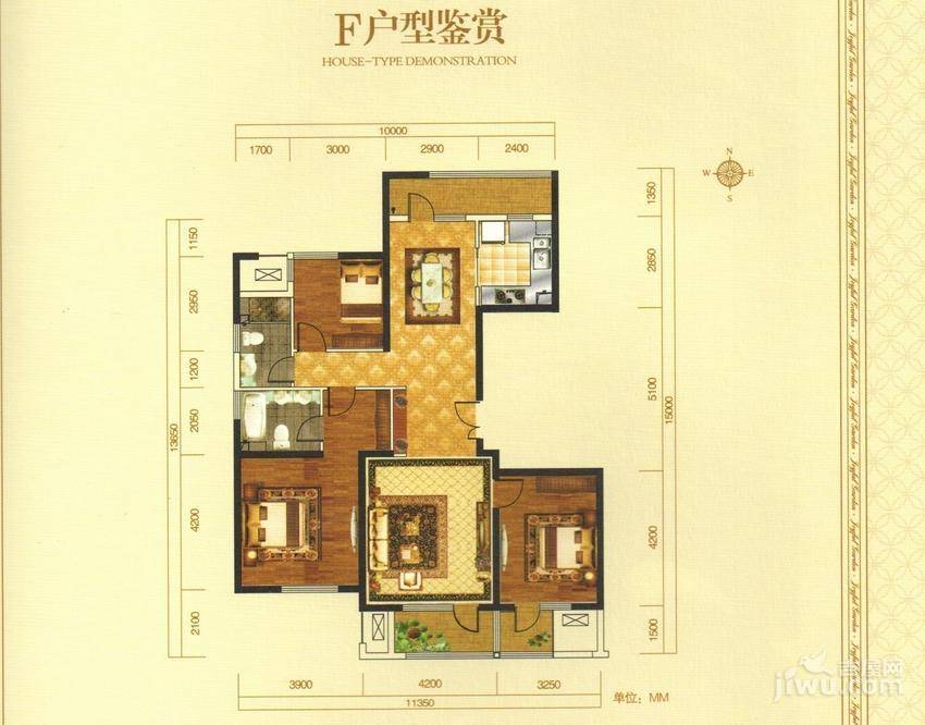 国龙绿城怡园3室2厅2卫142.7㎡户型图