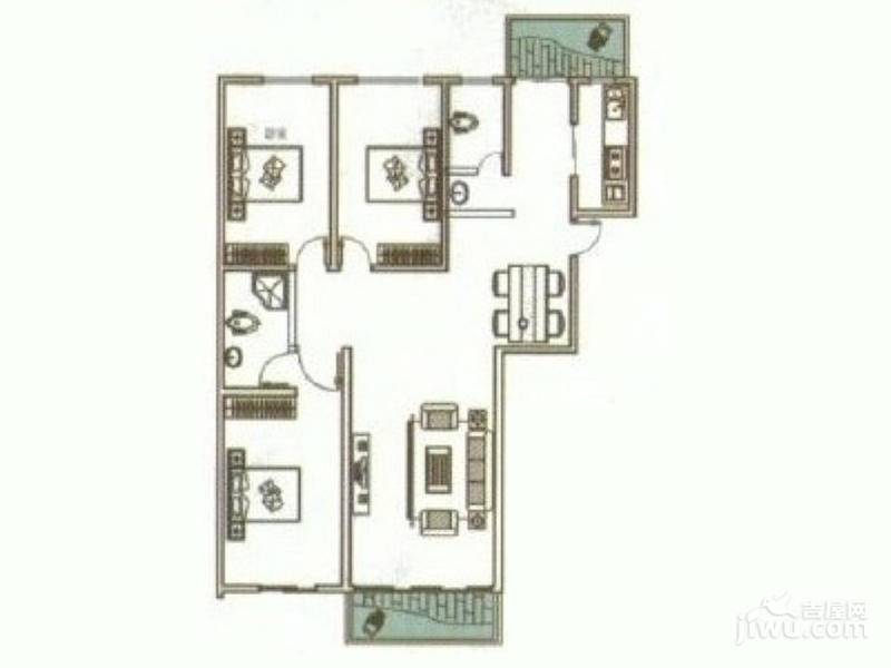 德美皇朝3室2厅2卫143㎡户型图