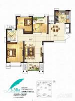 鑫苑鑫城3室2厅1卫89.5㎡户型图