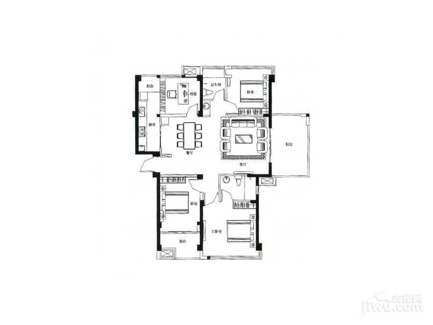 阳光理想城4室2厅2卫114㎡户型图