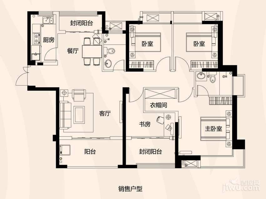 西海岸4室2厅2卫125㎡户型图