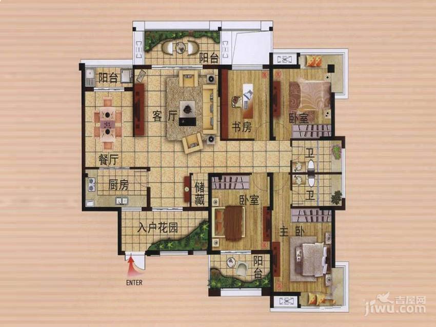 长滩一里4室2厅2卫167㎡户型图