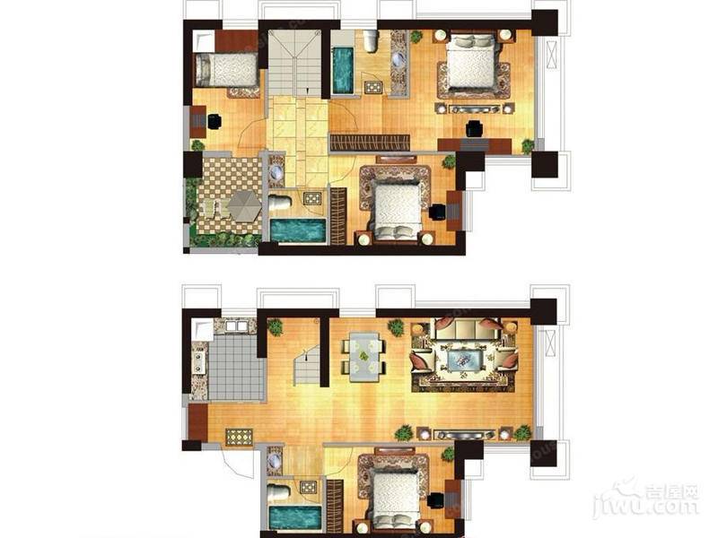 蓝波湾4室2厅3卫91㎡户型图