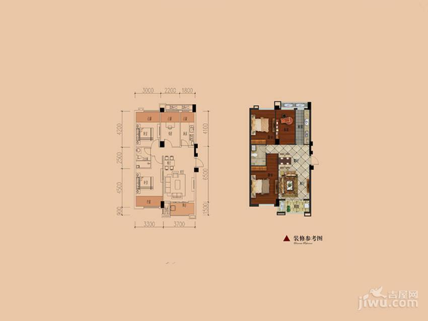 鼎弘东湖湾3室2厅1卫91.1㎡户型图