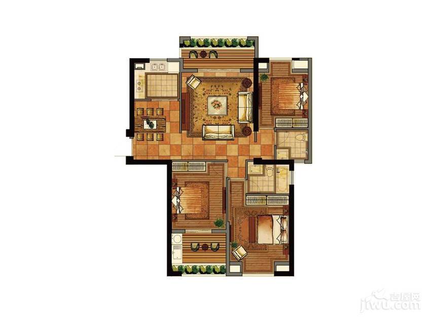 博仕后公馆4室2厅2卫138.5㎡户型图