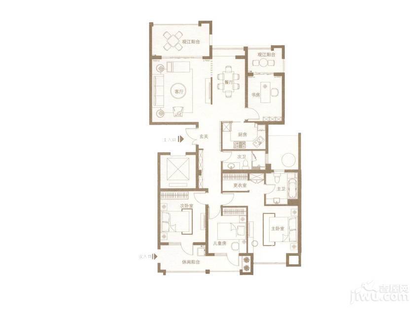 融侨外滩4室2厅2卫165㎡户型图