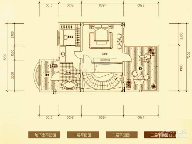 三盛托斯卡纳3期联排n4三层,独栋别墅,约331.00平米