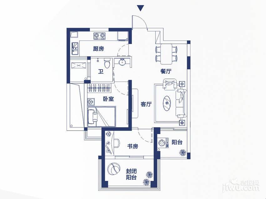 融信澜郡2室2厅1卫70㎡户型图