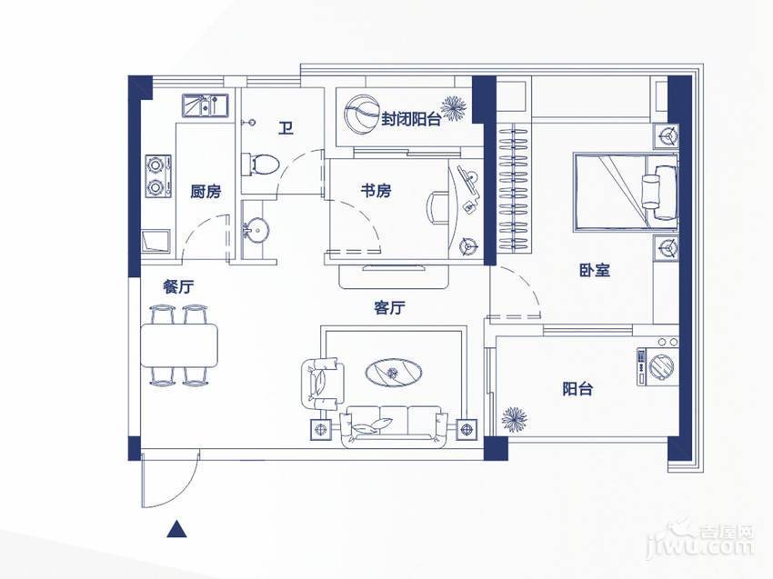 融信澜郡2室2厅1卫68㎡户型图