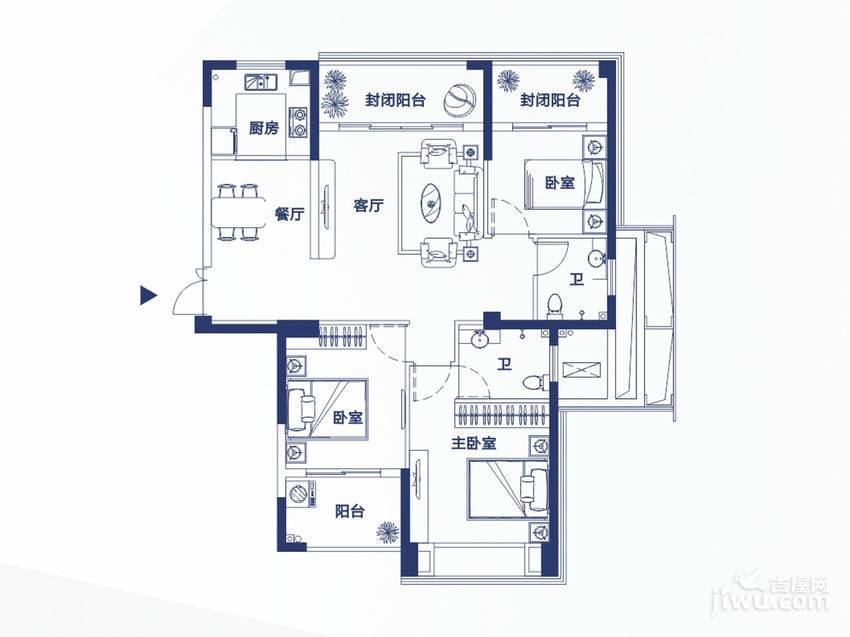 融信澜郡3室2厅2卫119㎡户型图