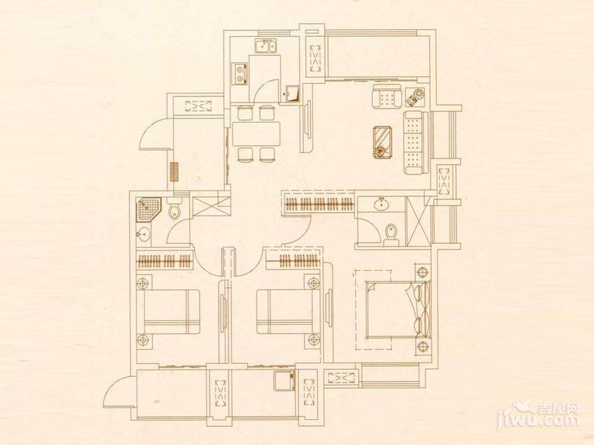 福晟钱隆大第3室2厅2卫117㎡户型图