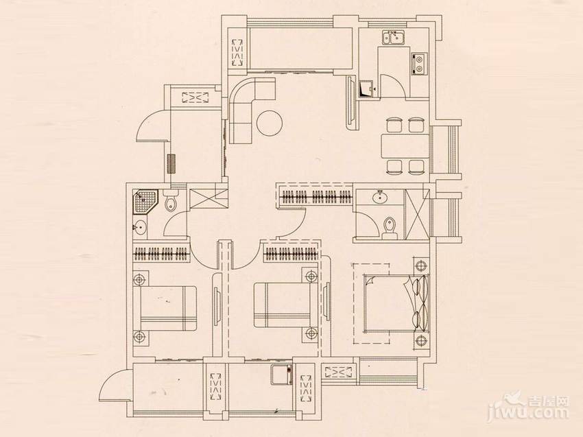 福晟钱隆大第3室2厅2卫117㎡户型图