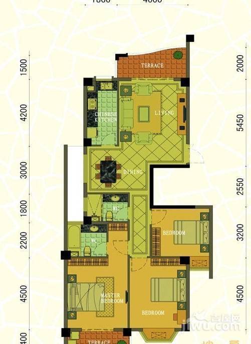 东方名城2室2厅1卫127㎡户型图