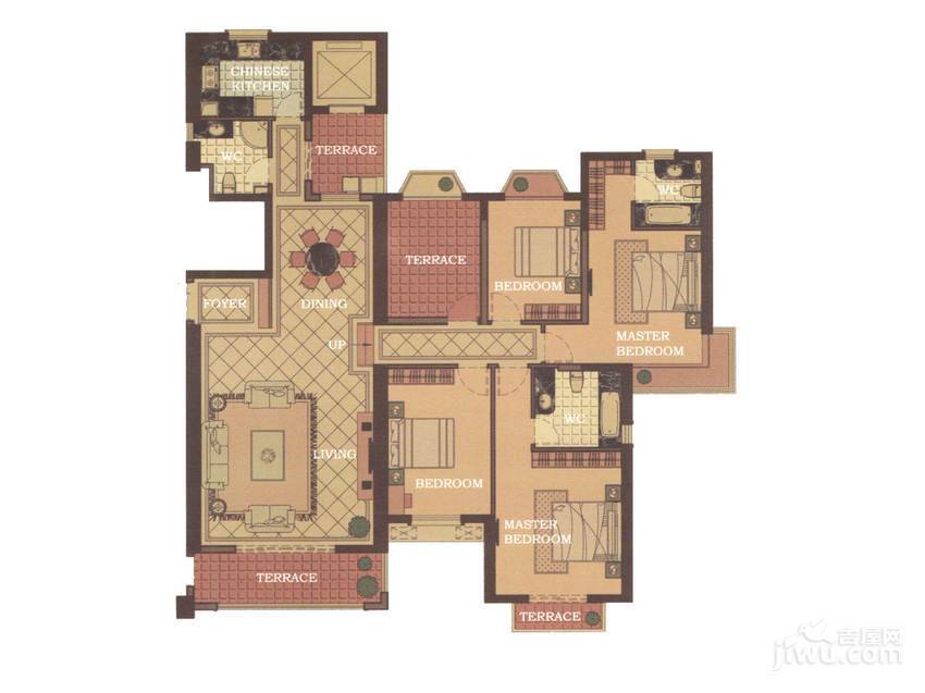 东方名城4室2厅3卫212.3㎡户型图