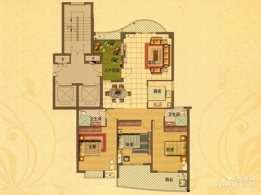 侨城华府3室2厅2卫126㎡户型图