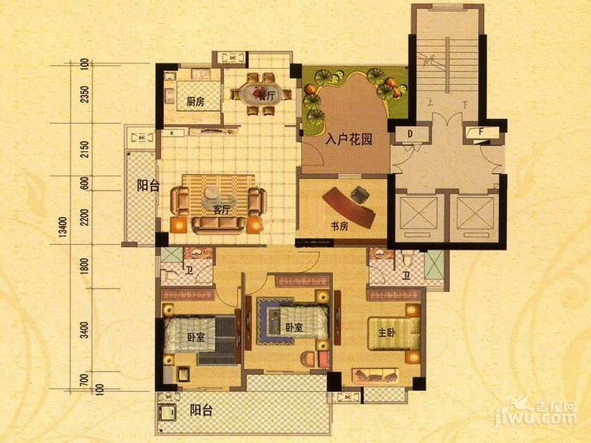 侨城华府4室2厅2卫141㎡户型图