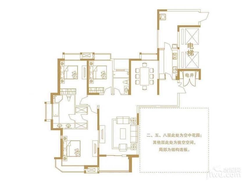 华润橡树湾3室2厅2卫179㎡户型图