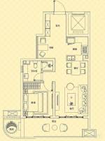 陶然湾黄金泉1室2厅1卫62.2㎡户型图
