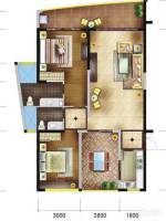 海岸名都2室2厅2卫115㎡户型图