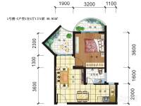傲景观澜九龙湾国际温泉公寓1室1厅1卫49㎡户型图