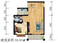 公园壹号1室2厅1卫55.6㎡户型图