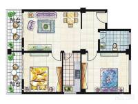 阅海观山·温泉度假村2室2厅1卫111㎡户型图