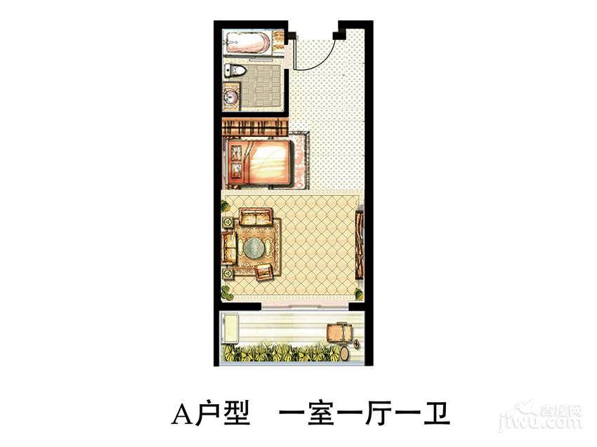 华庭天下1室1厅1卫45㎡户型图