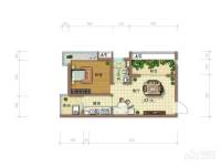 五指山水林溪1室1厅1卫59.8㎡户型图