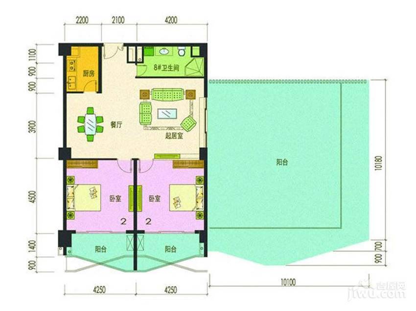 海尚逸品2室2厅1卫130㎡户型图