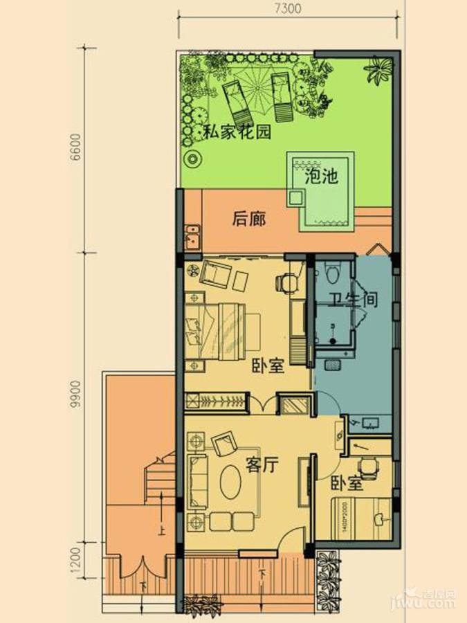 珠江南田57°普通住宅69㎡户型图