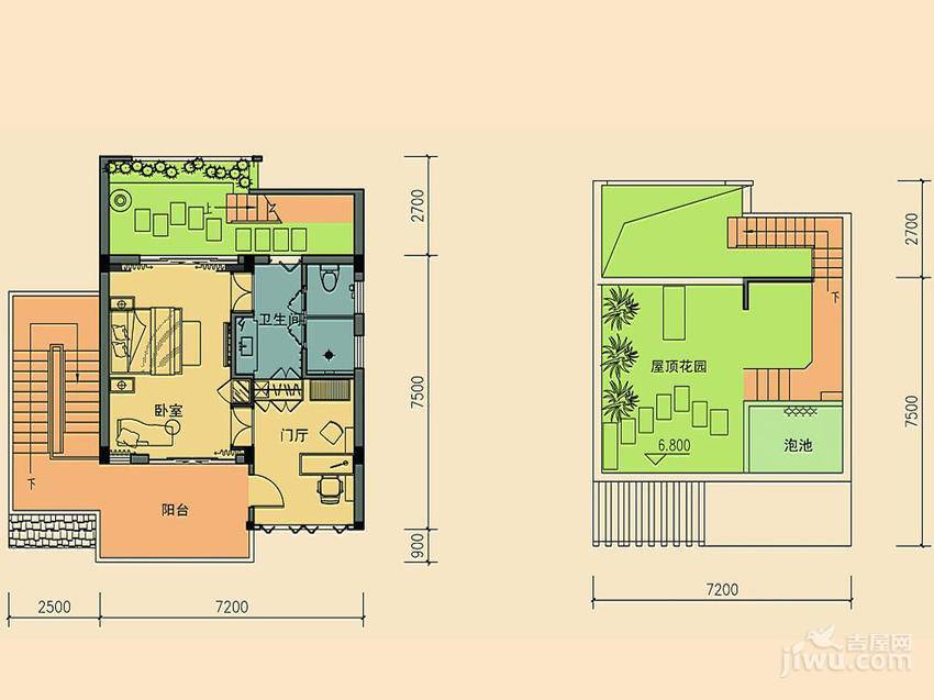 珠江南田57°普通住宅46㎡户型图