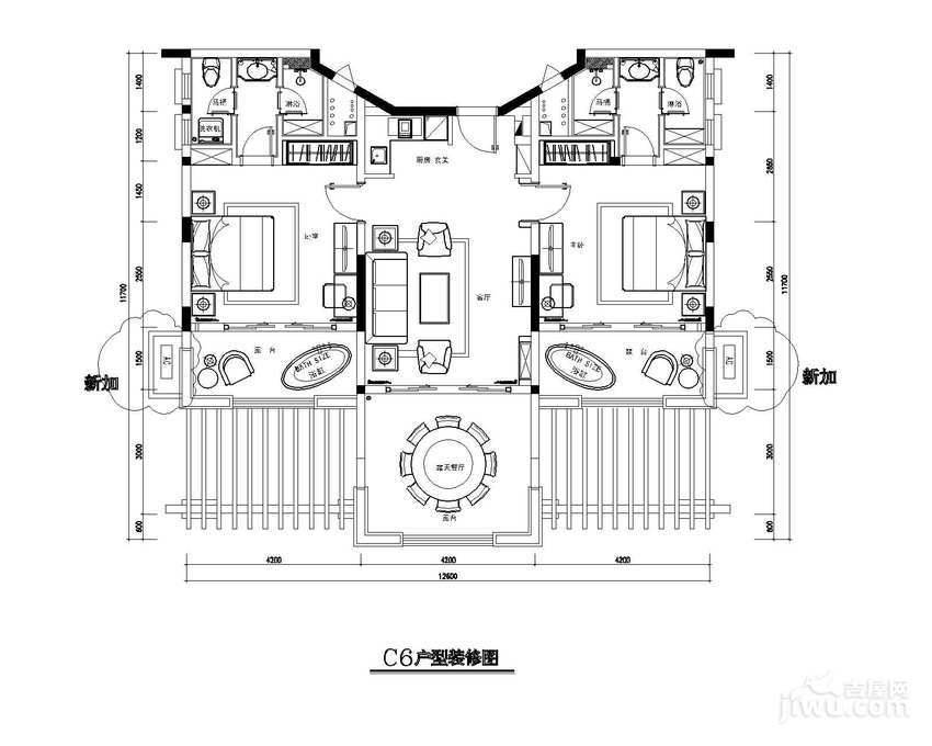 东和福湾2室2厅2卫104.8㎡户型图