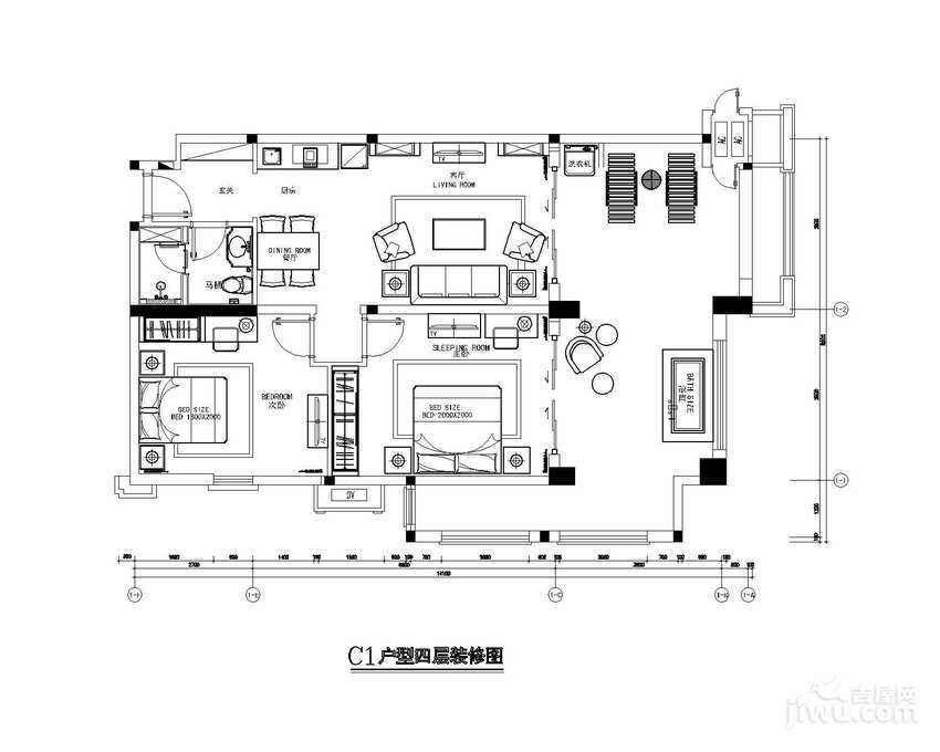 东和福湾2室2厅1卫108.4㎡户型图