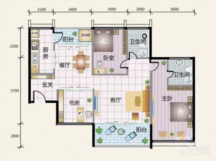 泰和花园3室2厅2卫162.2㎡户型图