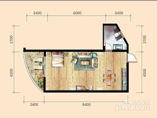 山海韵龙栖湾1室1厅1卫55.9㎡户型图