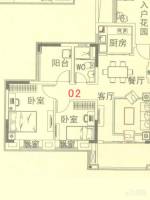 碧桂园山水桃园2室2厅1卫91㎡户型图