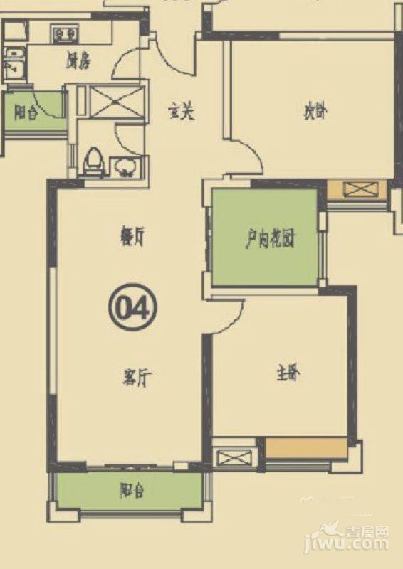中海锦城3室2厅1卫103.6㎡户型图