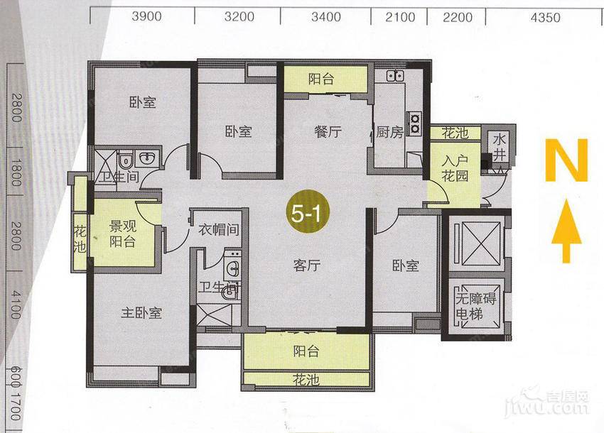 中海金沙水岸3室2厅2卫165㎡户型图