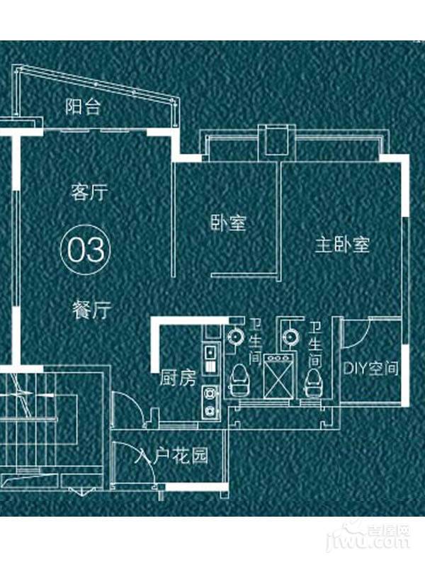 凯德瀚城2室2厅2卫90㎡户型图