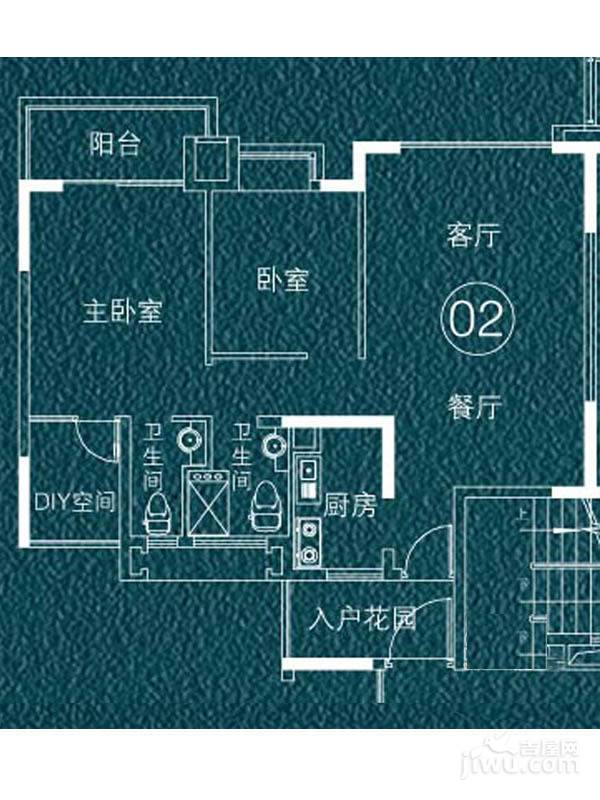 凯德瀚城2室2厅2卫90㎡户型图