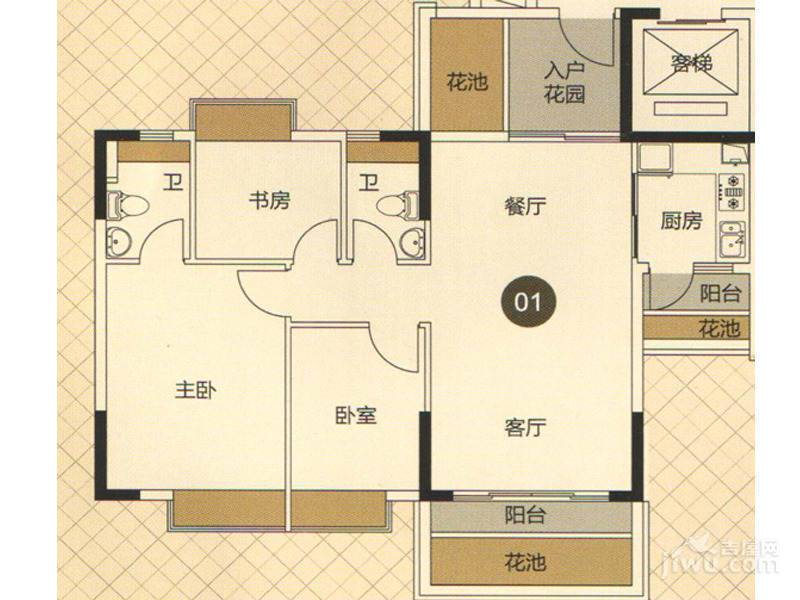 东海国际花园4室2厅2卫118.5㎡户型图