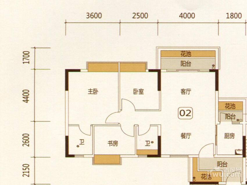 东海国际花园3室2厅1卫83㎡户型图