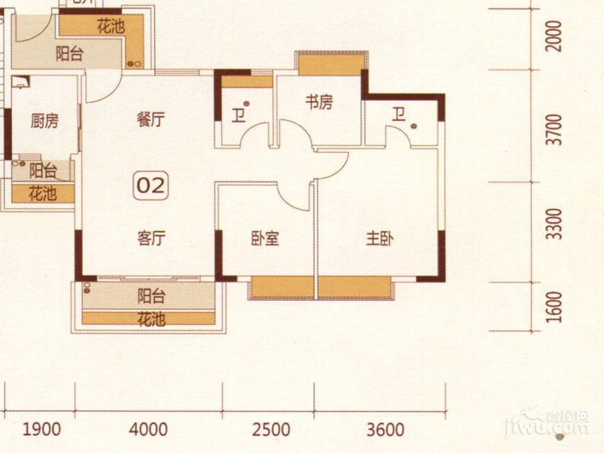 东海国际花园3室2厅1卫83㎡户型图