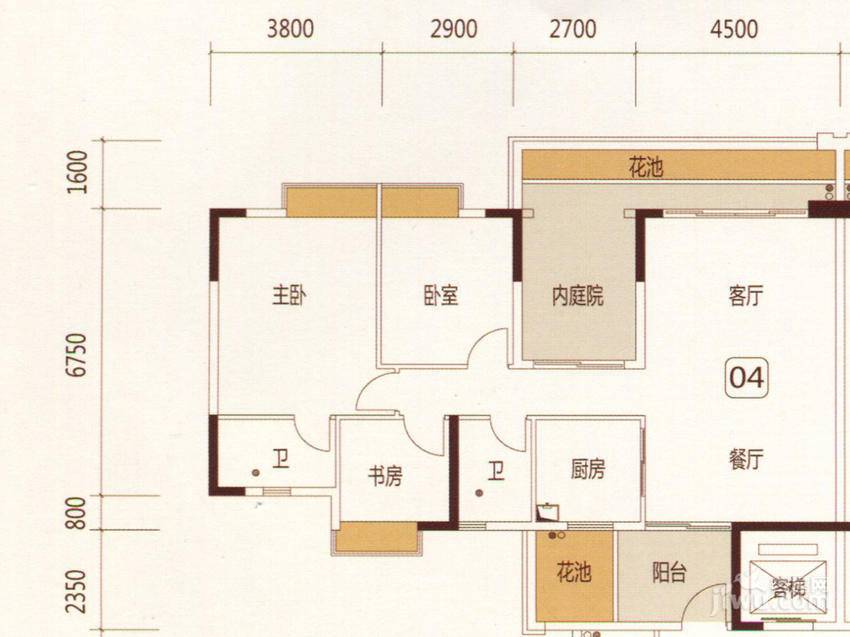 东海国际花园4室2厅2卫118.5㎡户型图