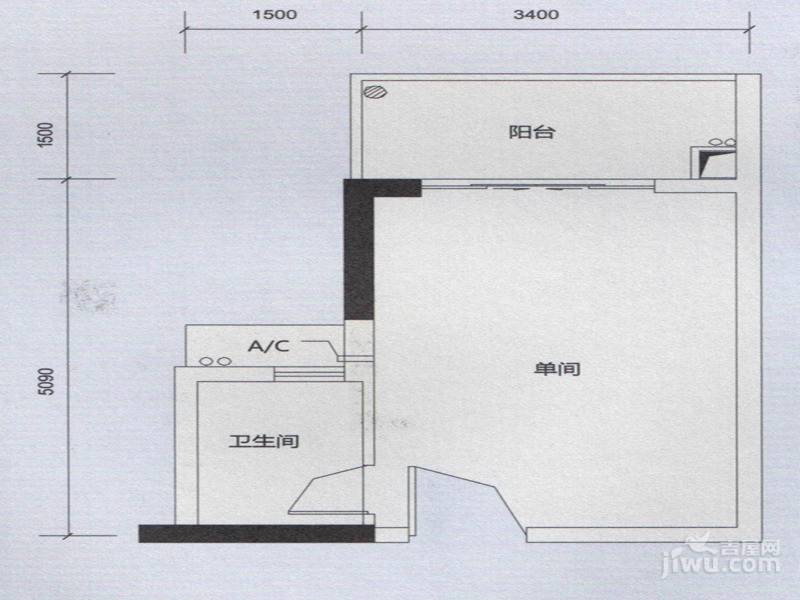 海逸卡拉公寓1室1厅1卫33㎡户型图