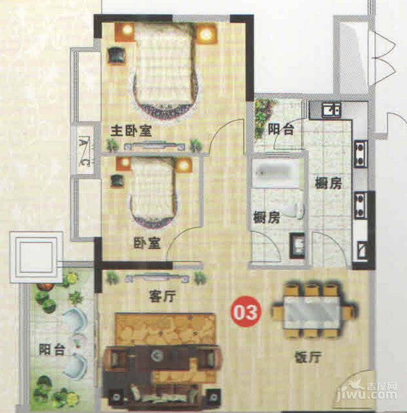 金威郦都2室2厅0卫67.8㎡户型图