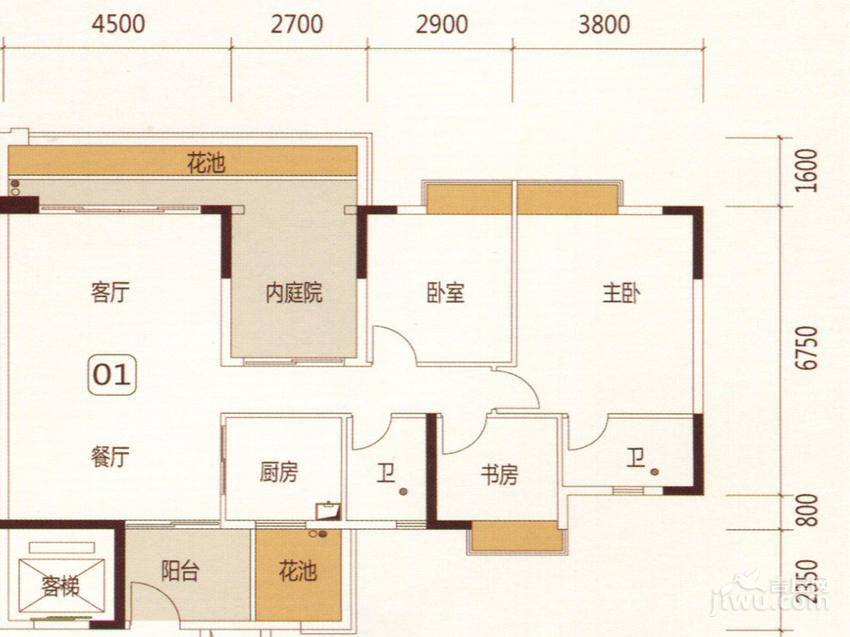 东海国际花园4室2厅2卫118.5㎡户型图